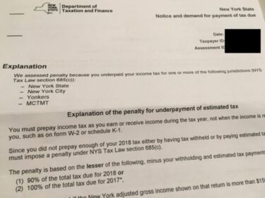 2018年度Tax return の罰金